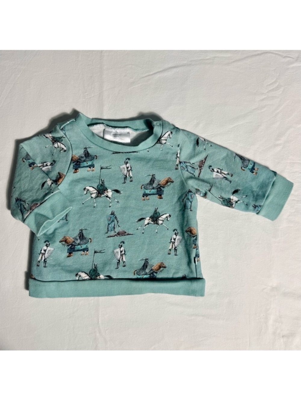 Posh Peanut Wallace Sweatshirt Boys 18-24M Knights Jousting Medieval Cotton Aqua
